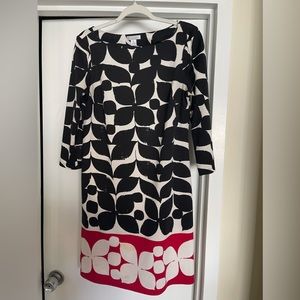 London Times | patterned boat neck dress | size 8